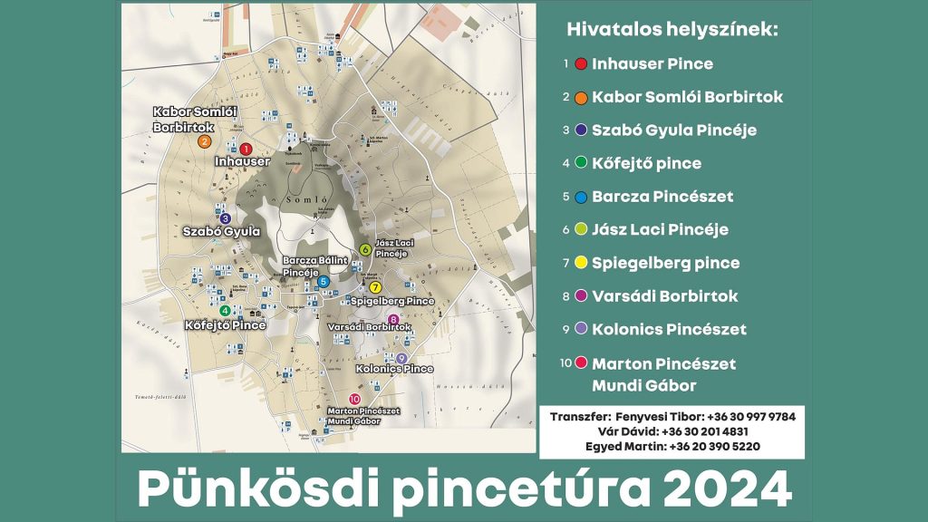 Pünkösdi pincetúra hivatalos helyszínek