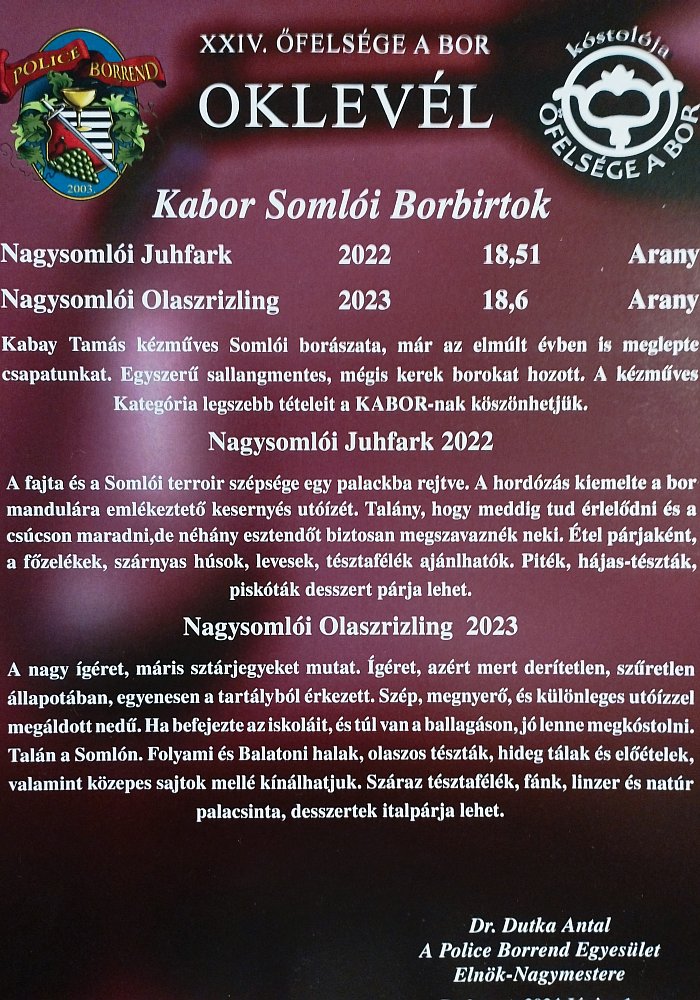 Nagy-Somlói Olaszrizling 2023 Nagy-Somlói Olaszrizling 2023