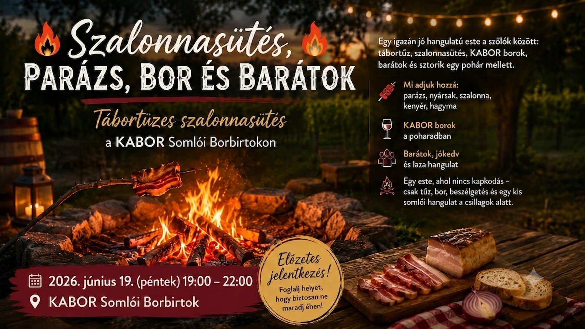 Szalonnasütés – Somló Szalonnasütés - Somló